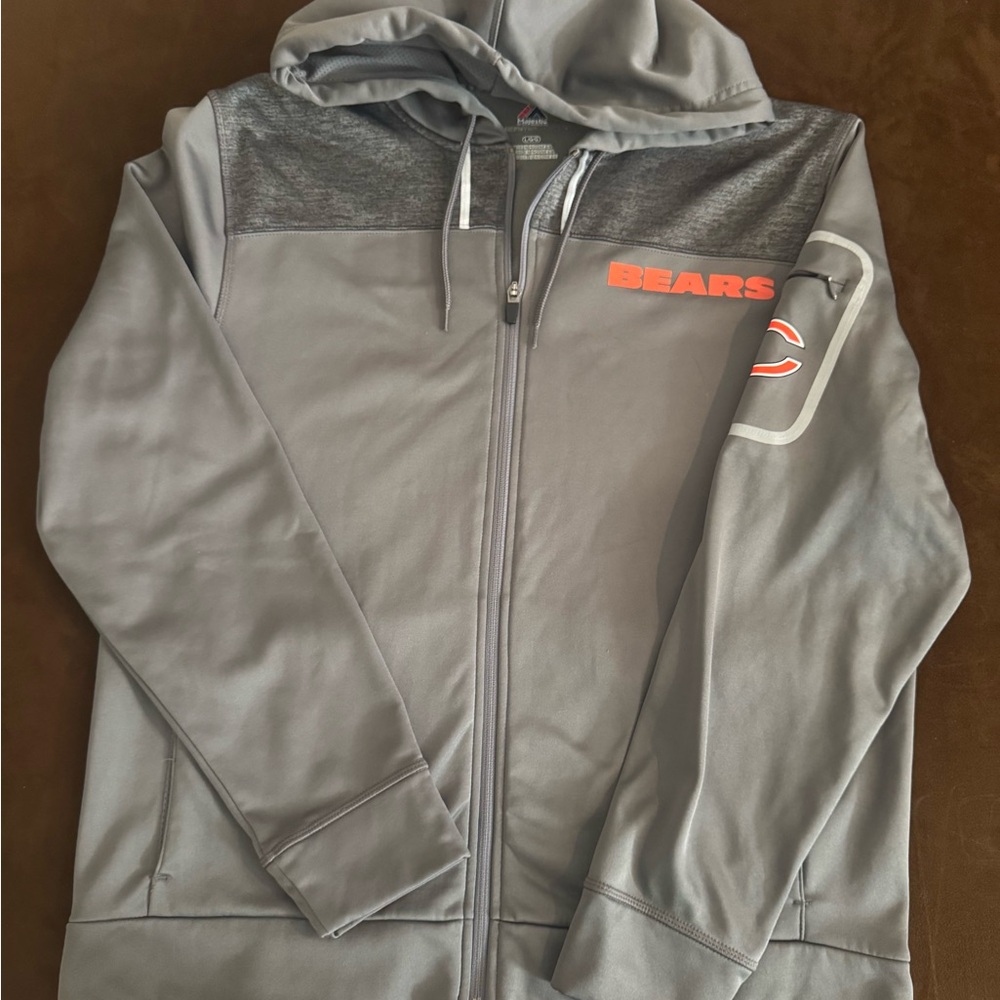 Chicago Bears Gray Full-Zip Hoodie with Orange Logo